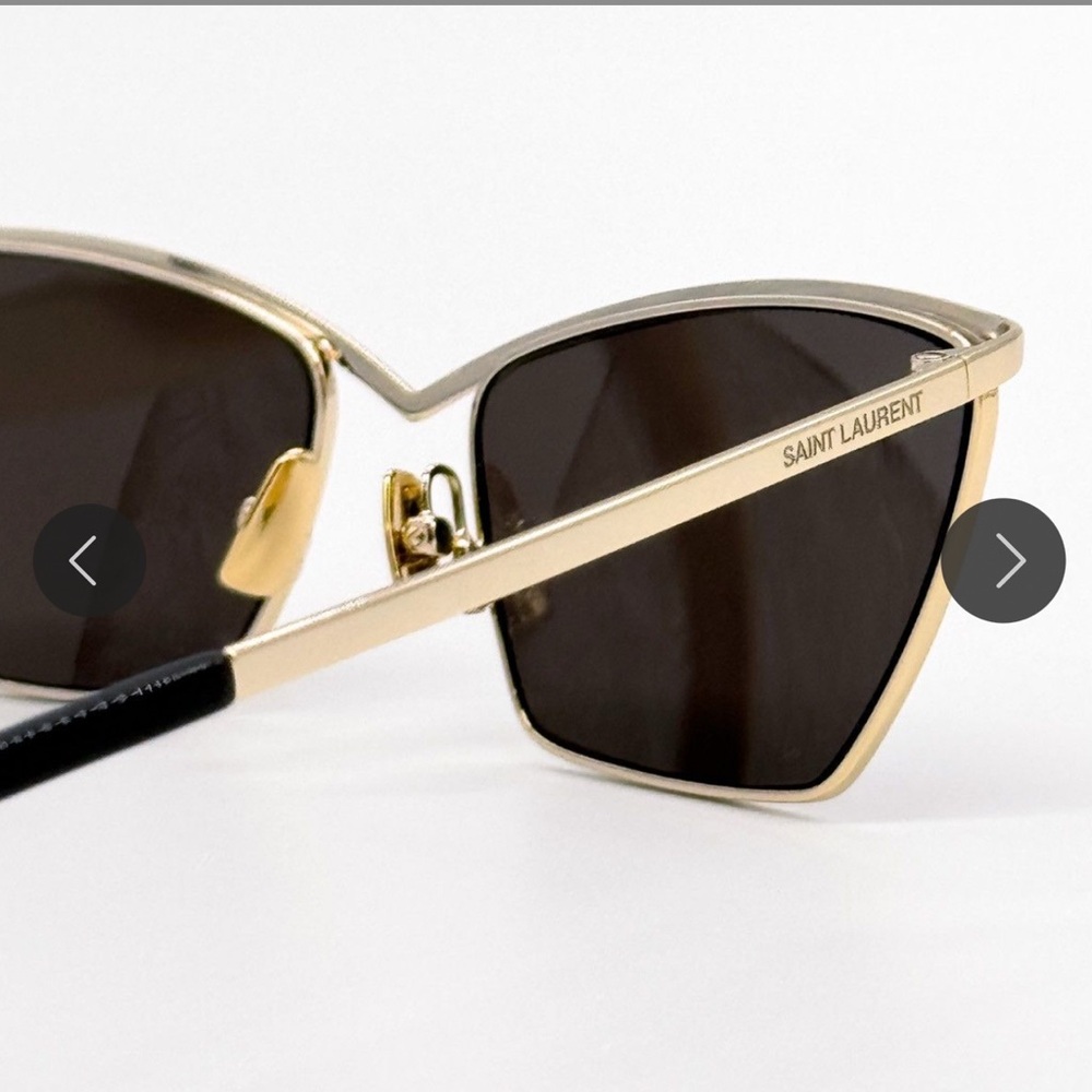 Saint Laurent Gold and Black Cat-Eye Sunglasses - Picture 4 of 9